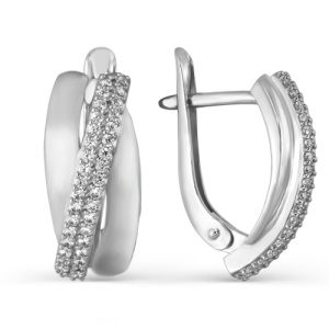 Серьги серебряные полосы фианитов 925 пробы