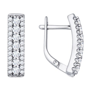 Серьги "3 полосы фианитов" 925 пробы