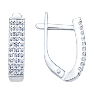 Серьги "3 полосы фианитов" 925 пробы