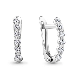 Серьги дорожка фианитов, 925 пробы