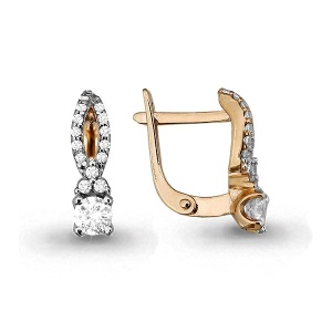 Серьги с фианитами, 585 пробы