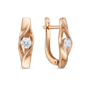 Серьги с фианитами, 585 пробы