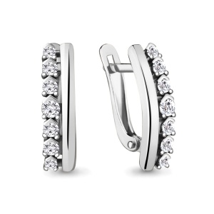 Серьги полоса фианитов, 925 пробы