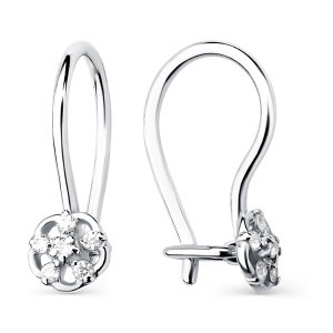 Серьги цветок из фианитов 925 пробы