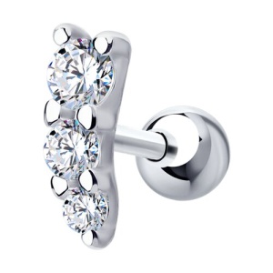 Серьга серебряная с фианитами 925 пробы