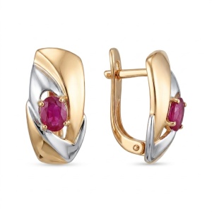 Серьги с рубинами, 585 пробы