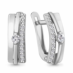Серьги серебро 925, с фианитами