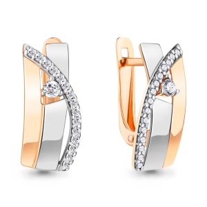 Серьги с фианитами, 585 пробы